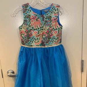 Girls size 11 / 12 Blue rhinestone party dress